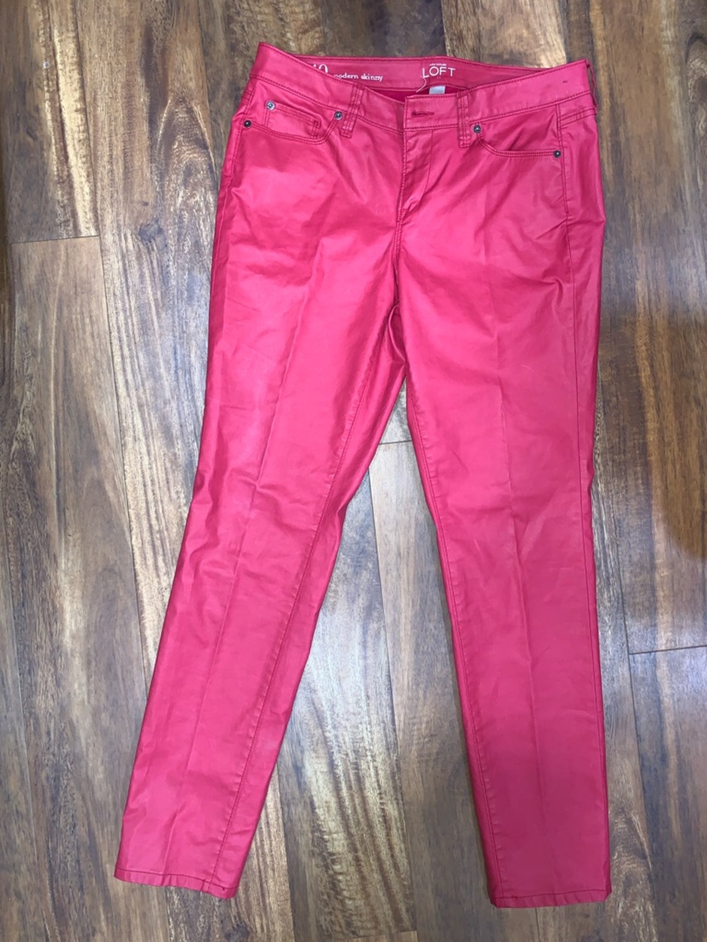 NWOT LOFT Faux Leather Red Size 10 Modern Skinny Pants Trendy pants sku106